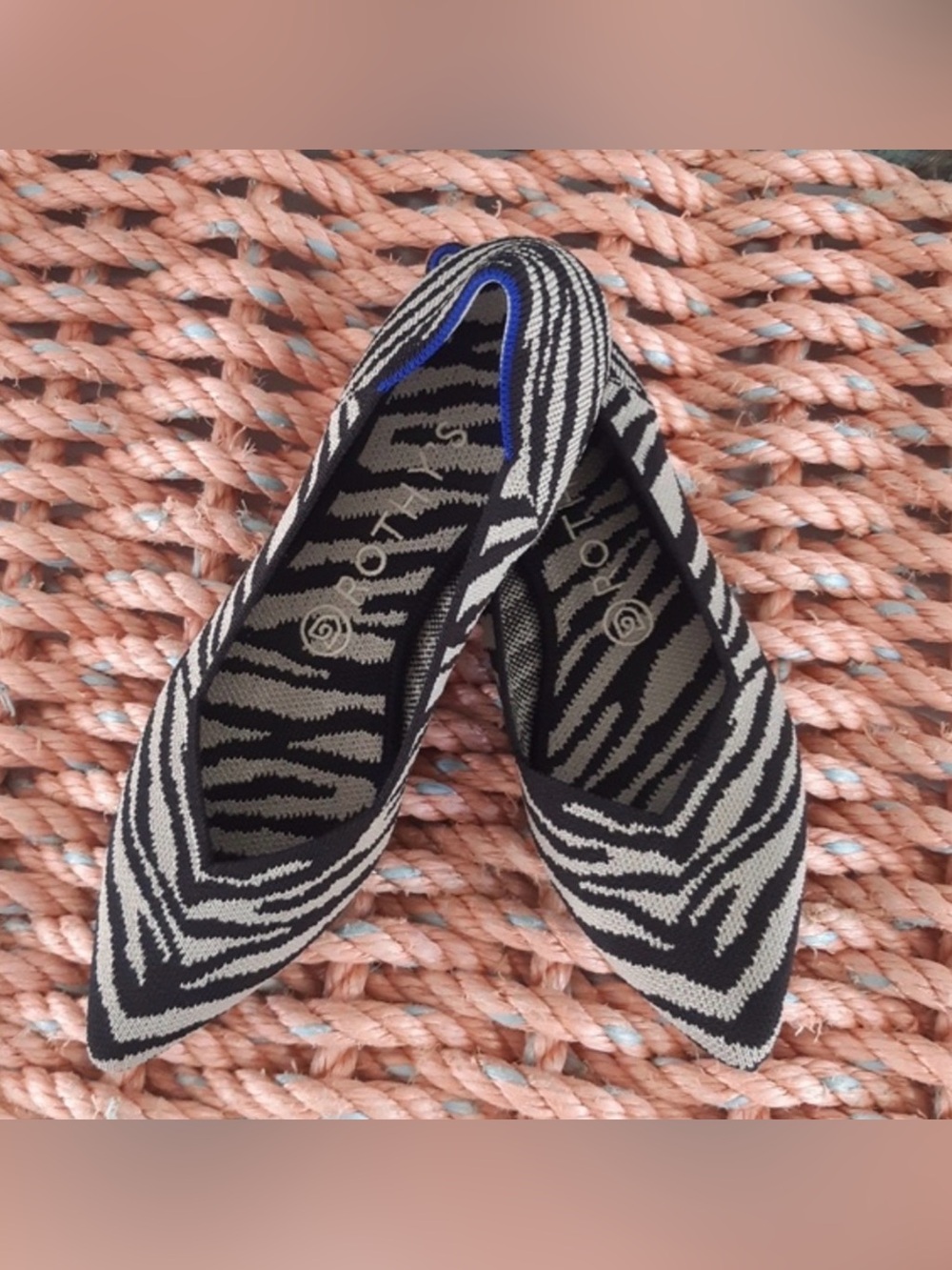 Rothy's - Size 8 - the Point in Zebra - Very good Condition